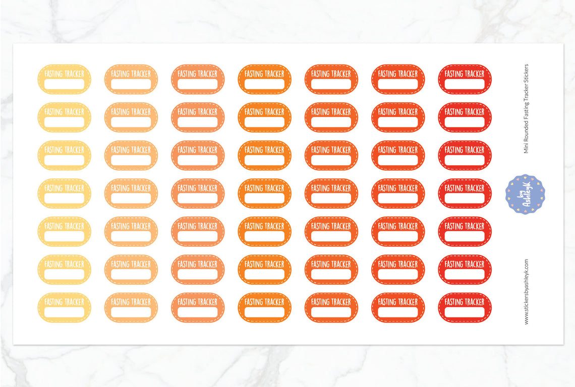 Mini Rounded Fasting Tracker Planner Stickers - Orange
