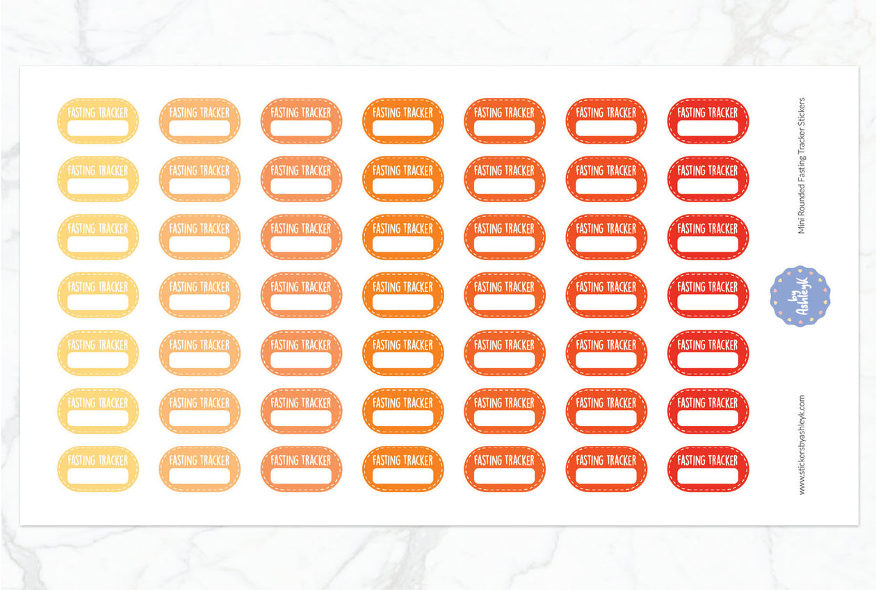 Mini Rounded Fasting Tracker Planner Stickers - Orange
