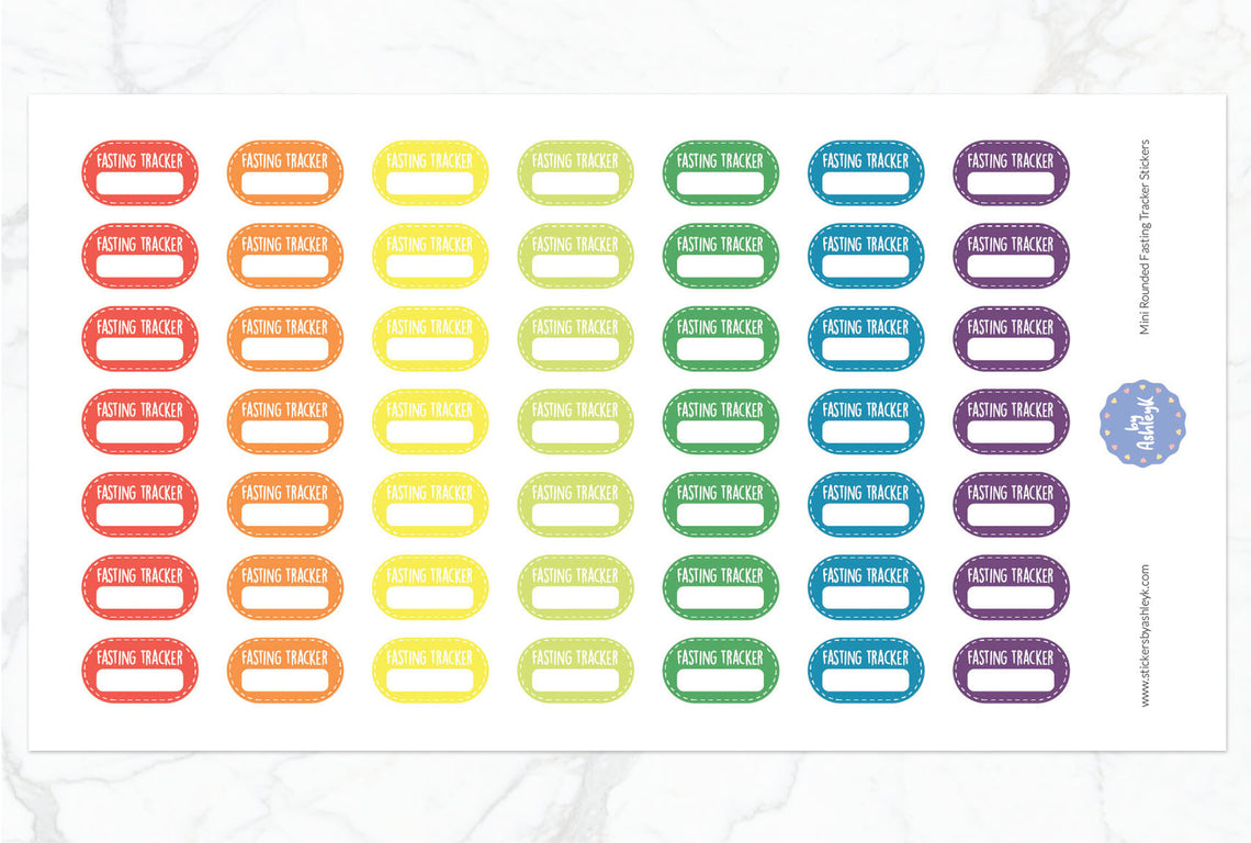 Mini Rounded Fasting Tracker Planner Stickers - Pastel Rainbow