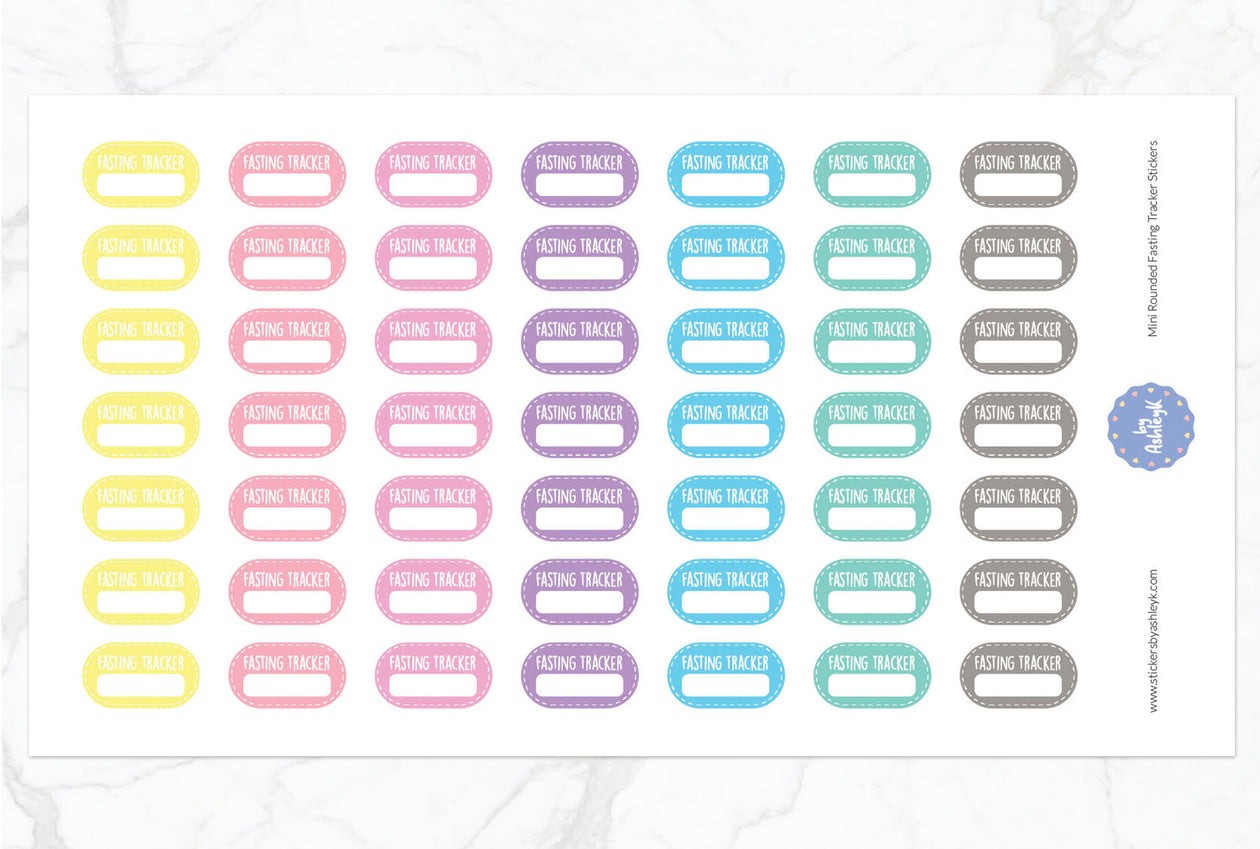 Mini Rounded Fasting Tracker Planner Stickers - Pastel