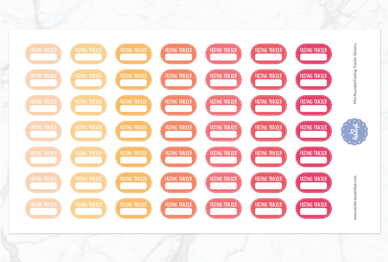 Mini Rounded Fasting Tracker Planner Stickers - Peach
