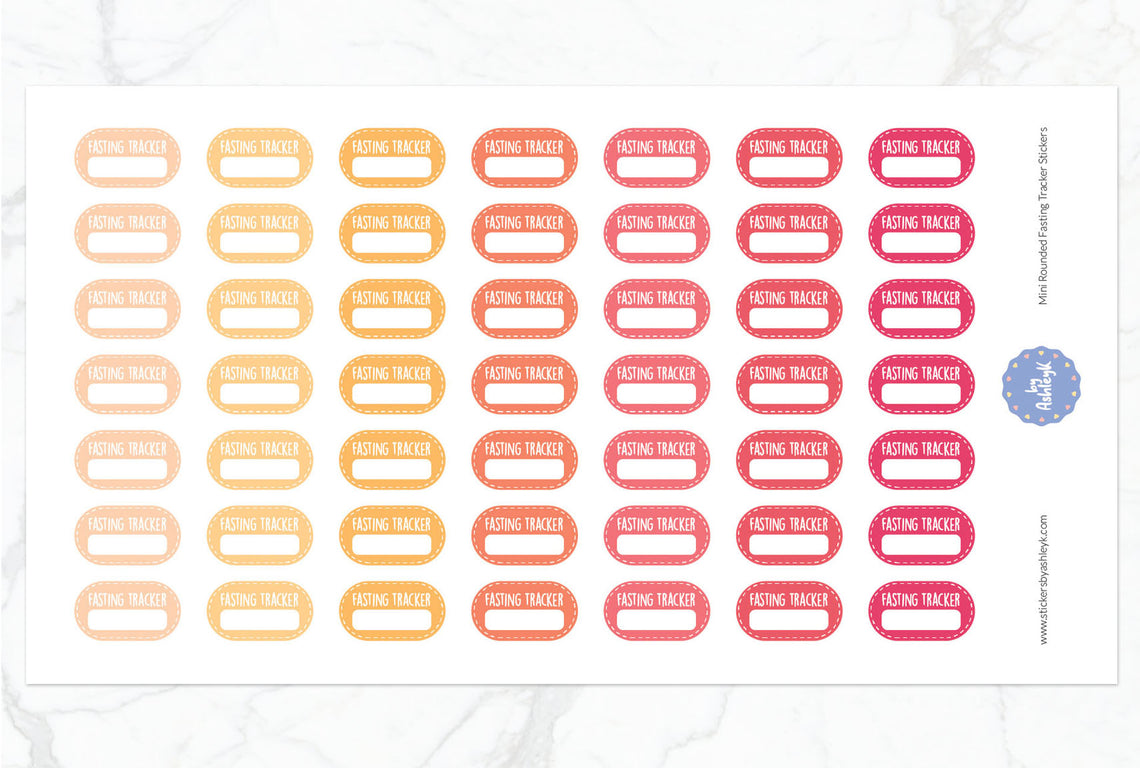 Mini Rounded Fasting Tracker Planner Stickers - Peach