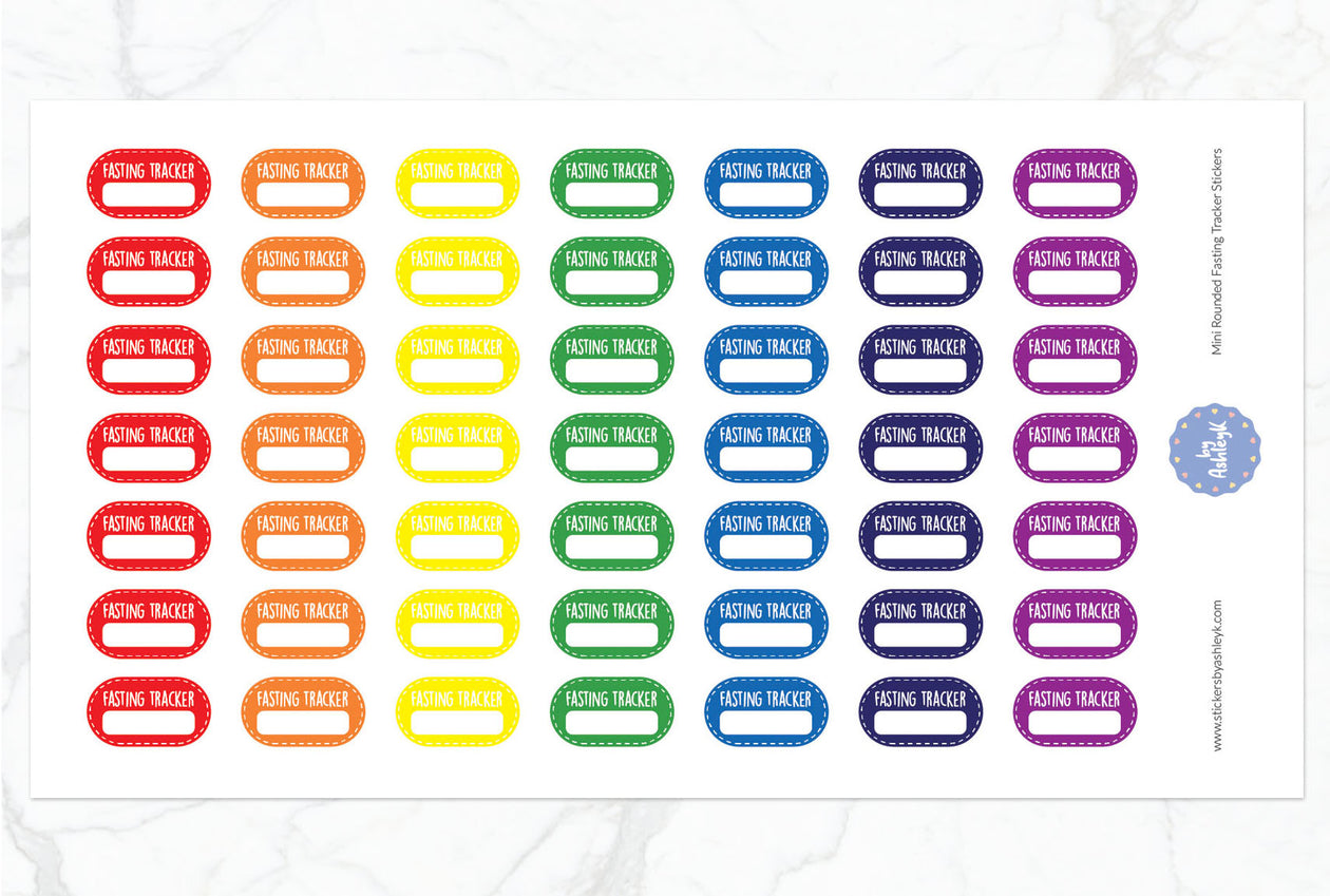 Mini Rounded Fasting Tracker Planner Stickers - Rainbow
