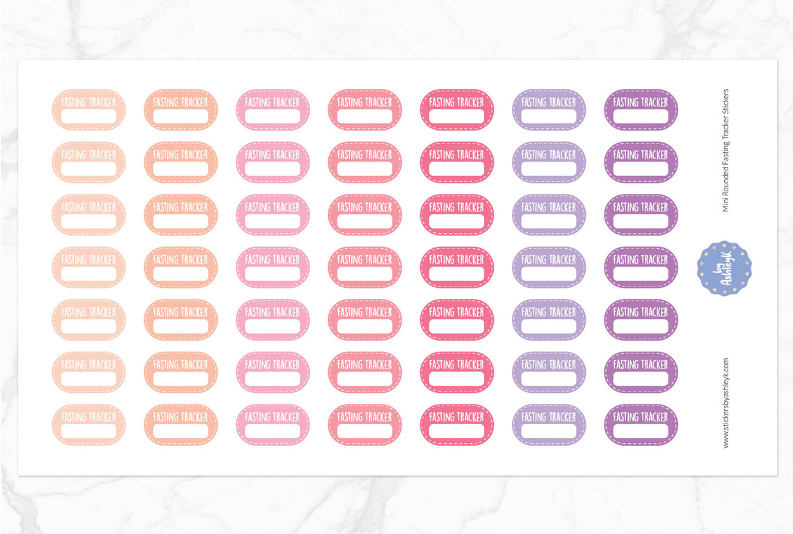 Mini Rounded Fasting Tracker Planner Stickers - Raspberry