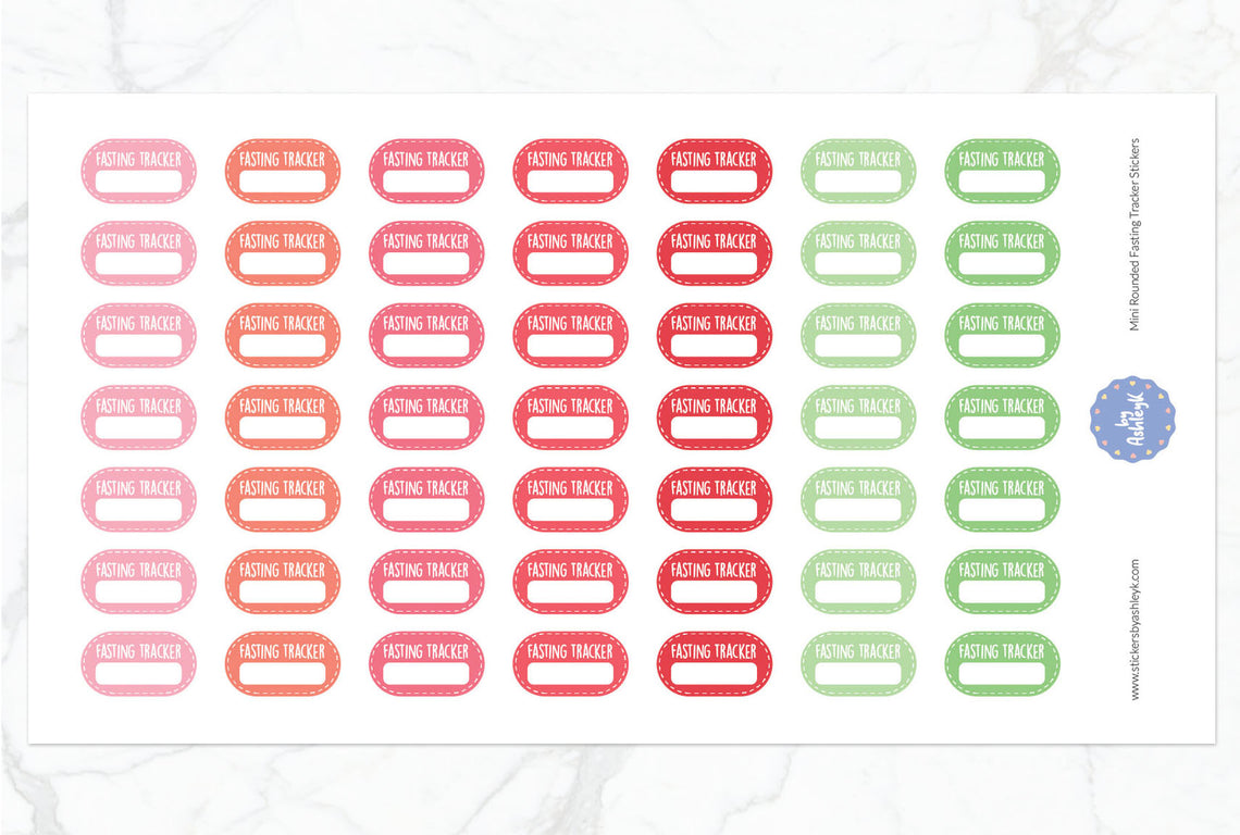 Mini Rounded Fasting Tracker Planner Stickers - Strawberry