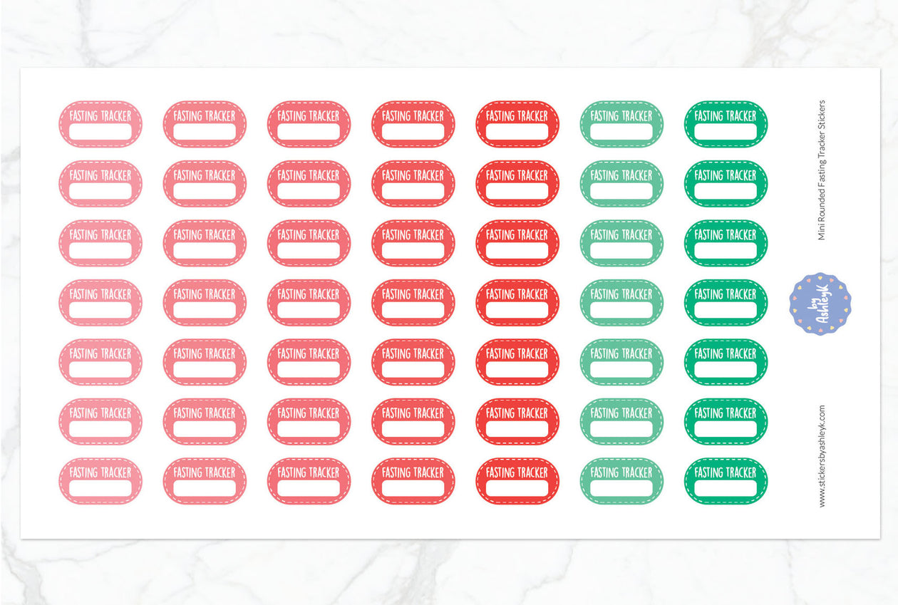 Mini Rounded Fasting Tracker Planner Stickers - Watermelon
