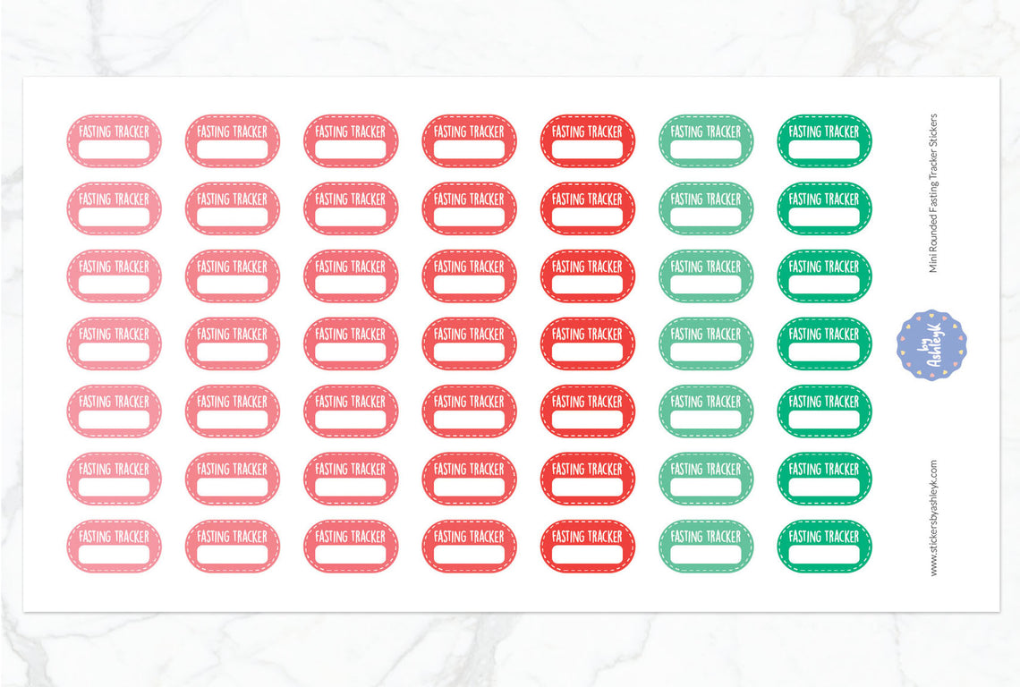 Mini Rounded Fasting Tracker Planner Stickers - Watermelon
