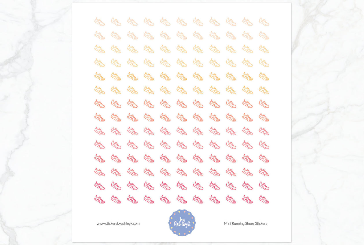 Mini Running Shoes Planner Stickers - Peach