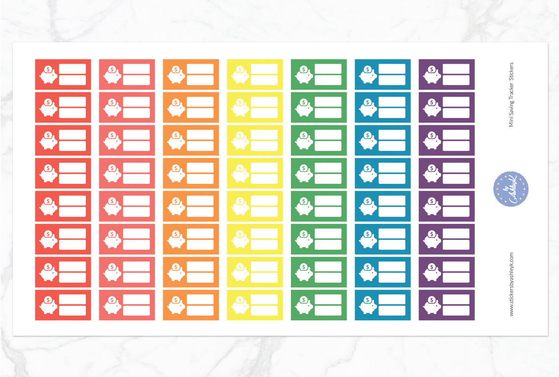 Mini Saving Tracker Stickers - Pastel Rainbow