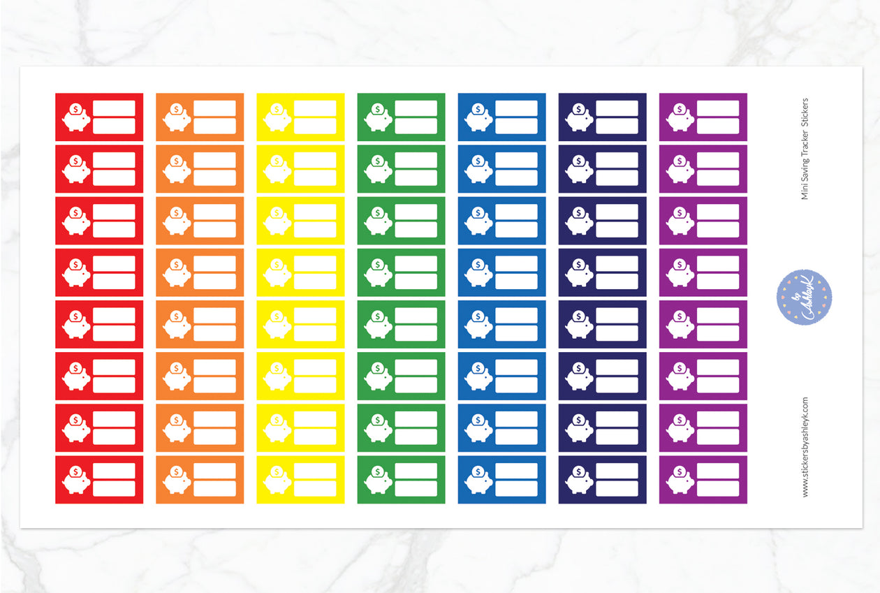 Mini Saving Tracker Stickers - Rainbow