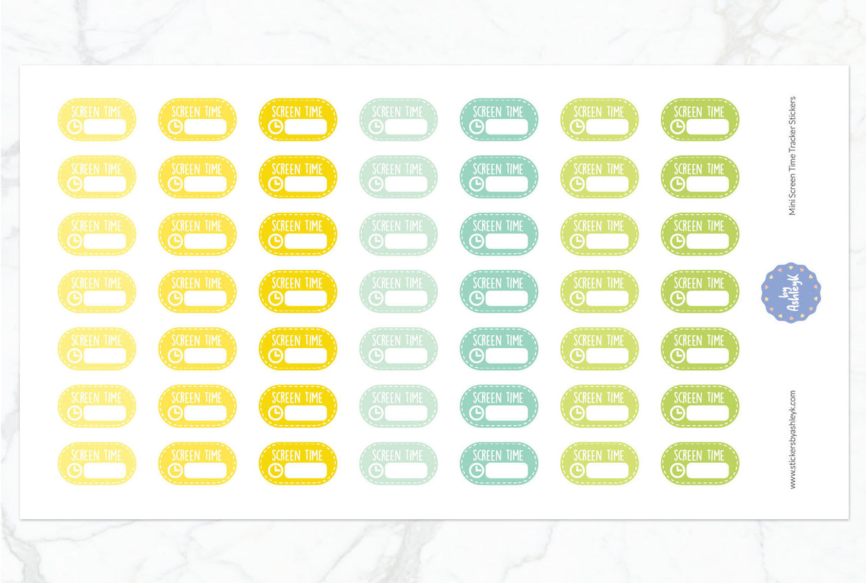 Mini Screen Time Tracker Planner Stickers - Lemon&Lime