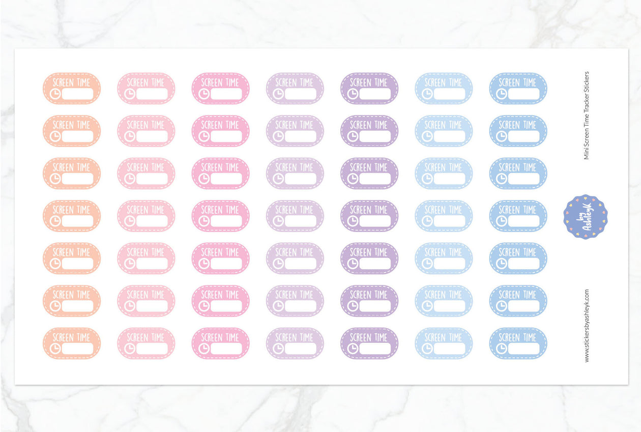 Mini Screen Time Tracker Planner Stickers - Pastel Sunset