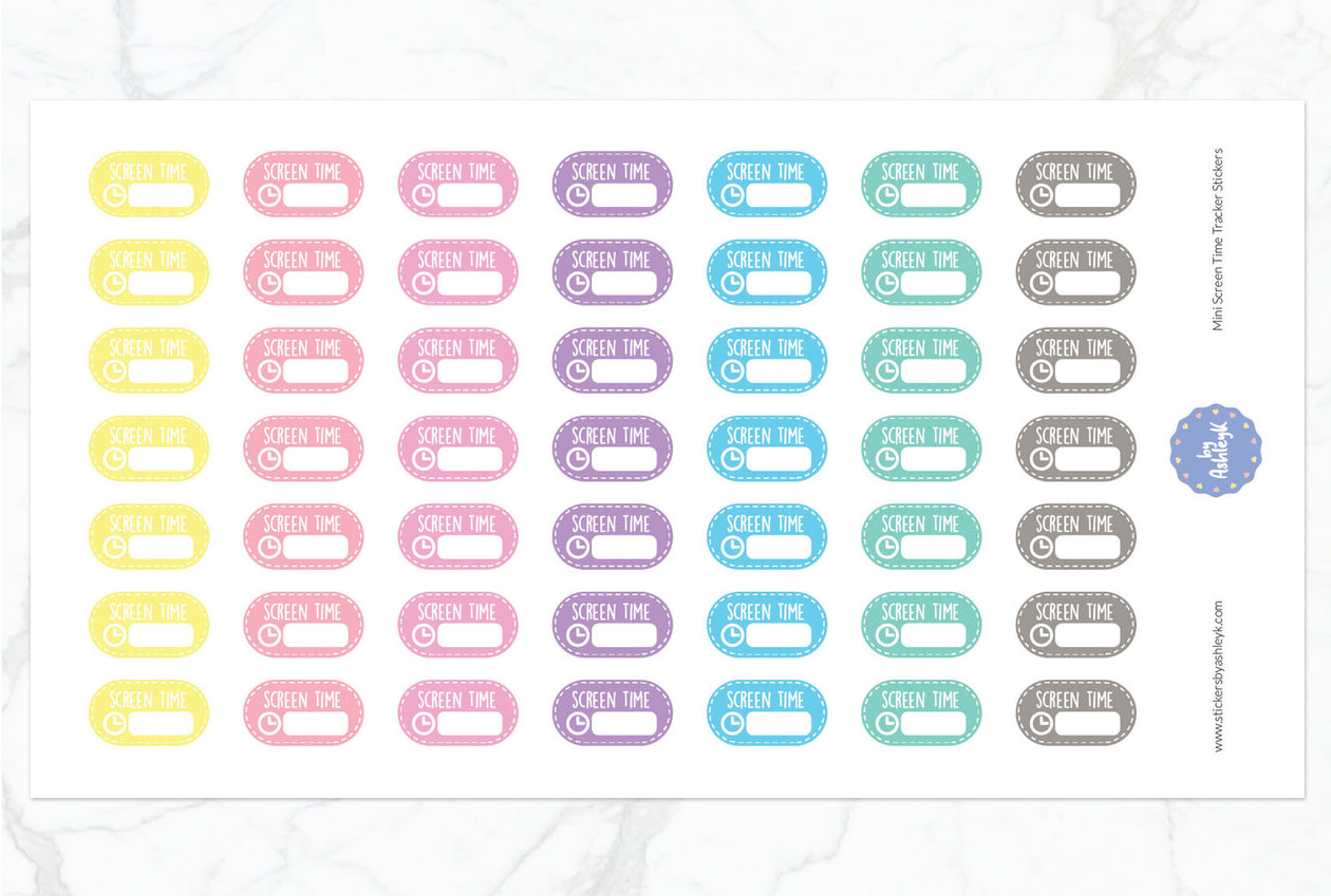 Mini Screen Time Tracker Planner Stickers - Pastel