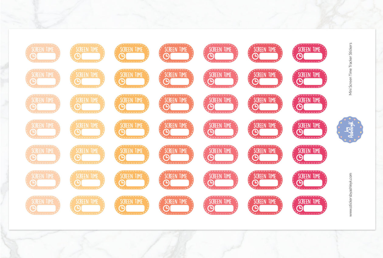 Mini Screen Time Tracker Planner Stickers - Peach