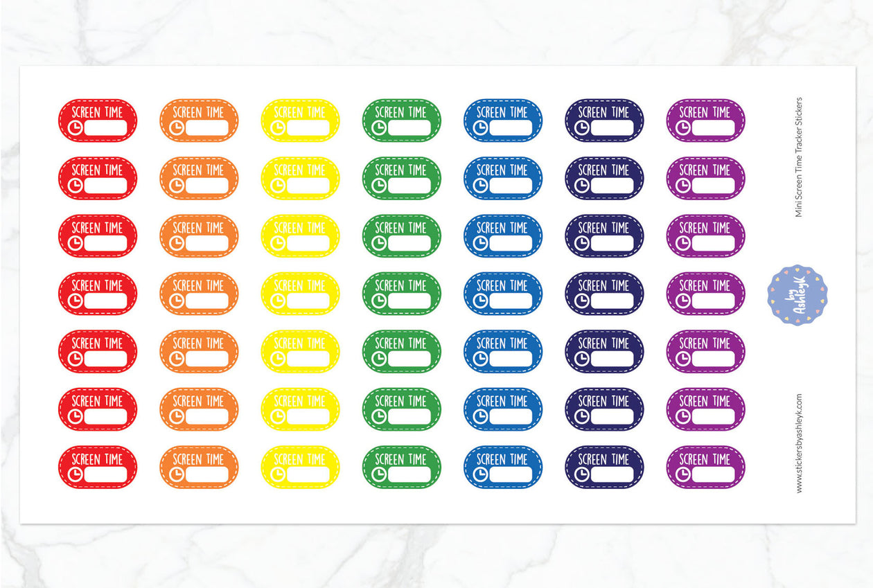 Mini Screen Time Tracker Planner Stickers - Rainbow