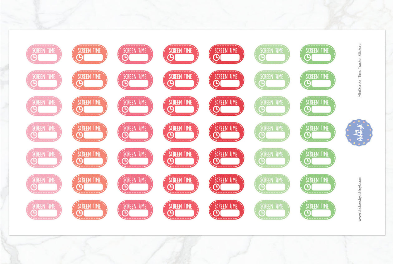 Mini Screen Time Tracker Planner Stickers - Strawberry