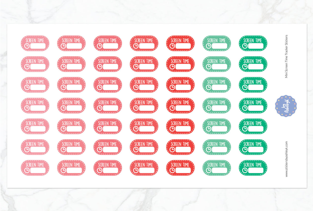 Mini Screen Time Tracker Planner Stickers - Watermelon