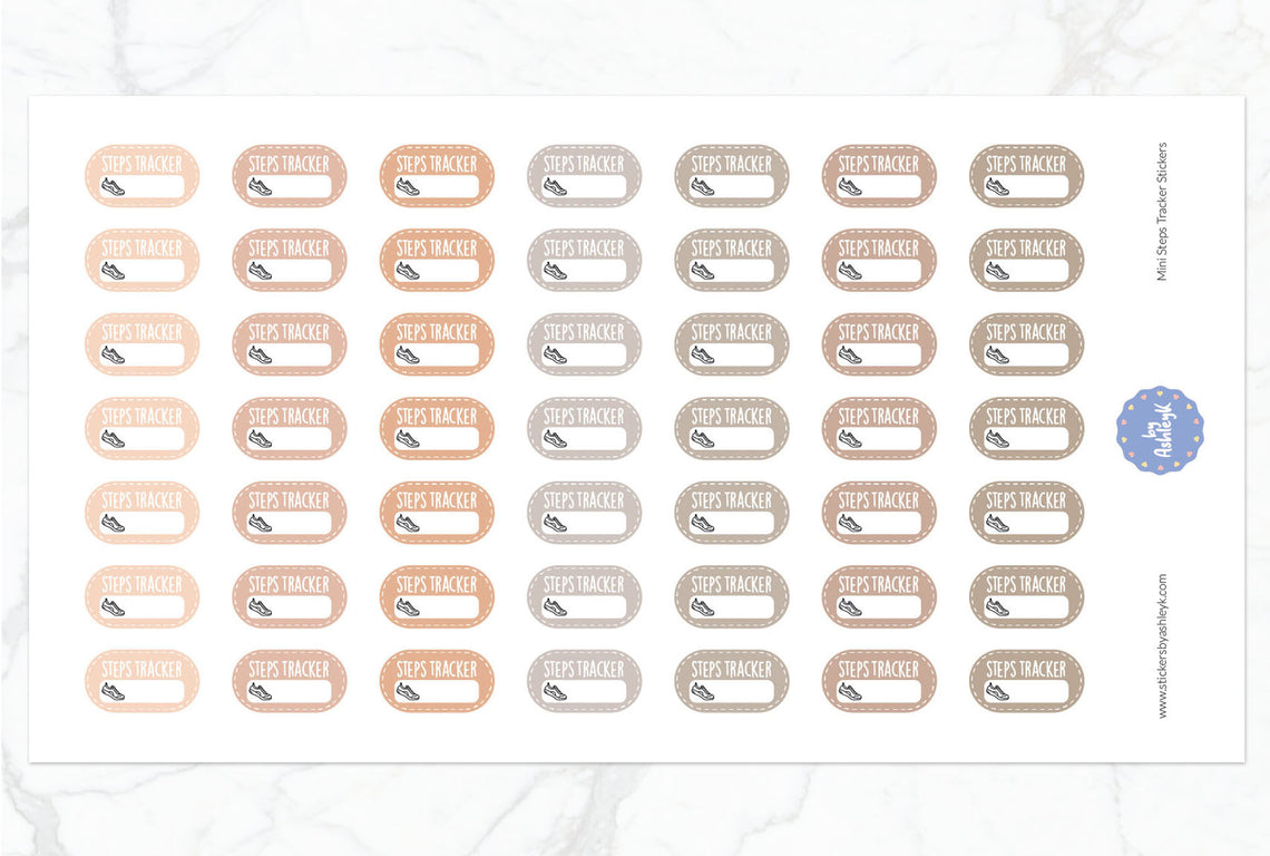 Mini Steps Tracker Planner Stickers - Beige Neutral