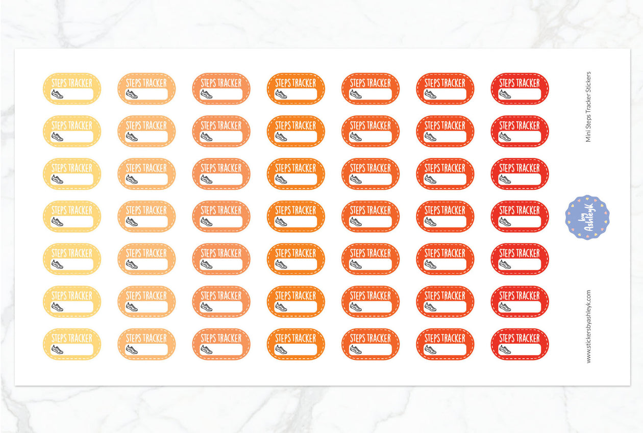 Mini Steps Tracker Planner Stickers - Orange