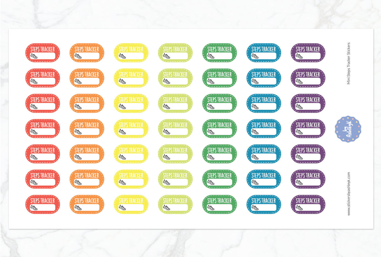 Mini Steps Tracker Planner Stickers - Pastel Rainbow