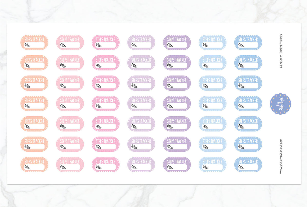 Mini Steps Tracker Planner Stickers - Pastel Sunset