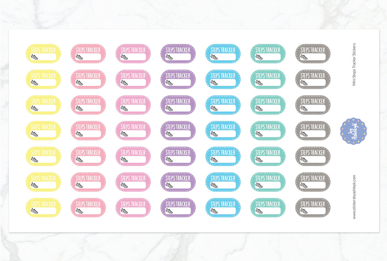 Mini Steps Tracker Planner Stickers - Pastel