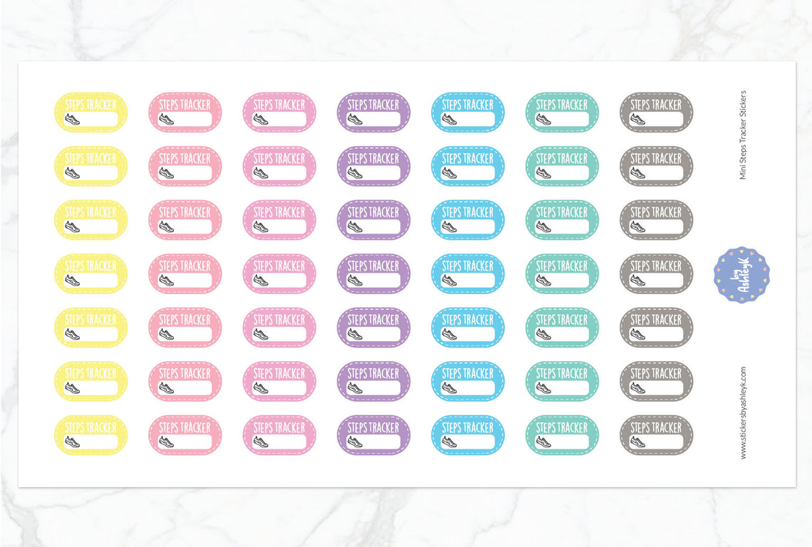 Mini Steps Tracker Planner Stickers - Pastel