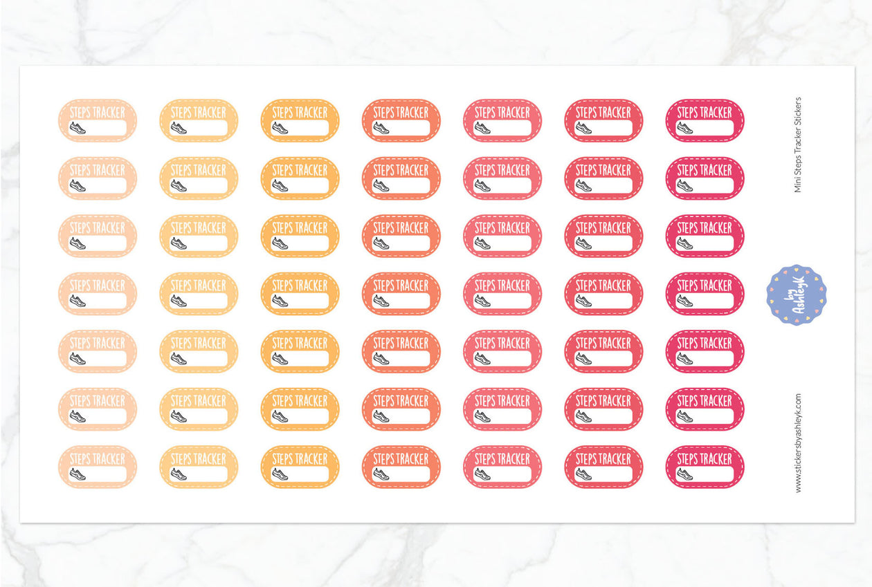 Mini Steps Tracker Planner Stickers - Peach