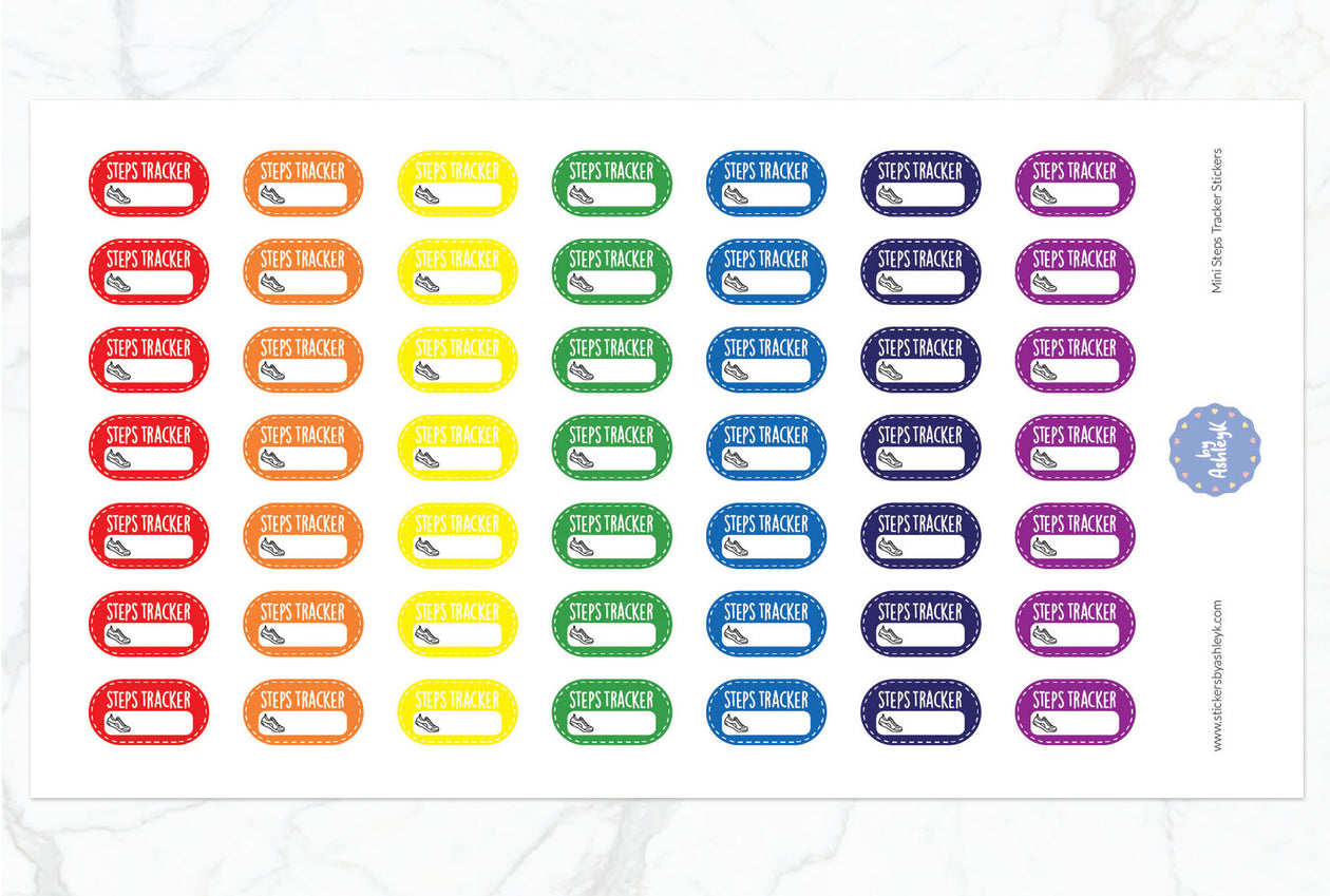 Mini Steps Tracker Planner Stickers - Rainbow