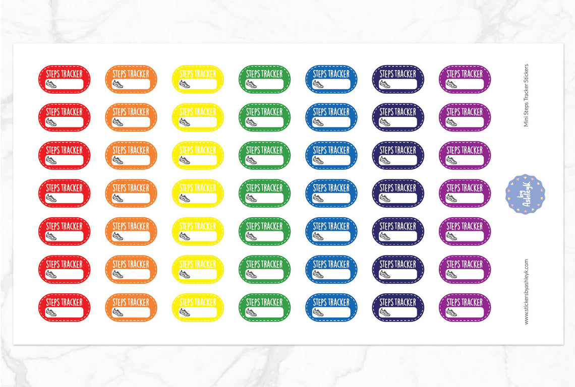 Mini Steps Tracker Planner Stickers - Rainbow