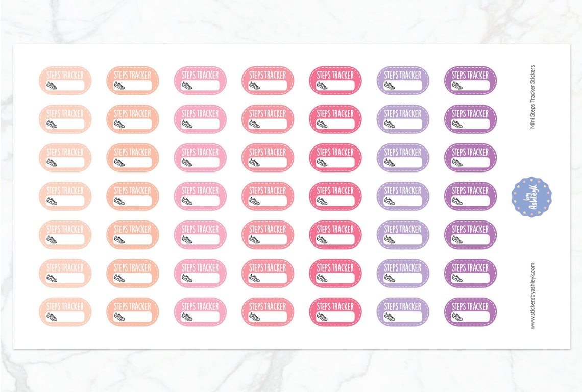 Mini Steps Tracker Planner Stickers - Raspberry