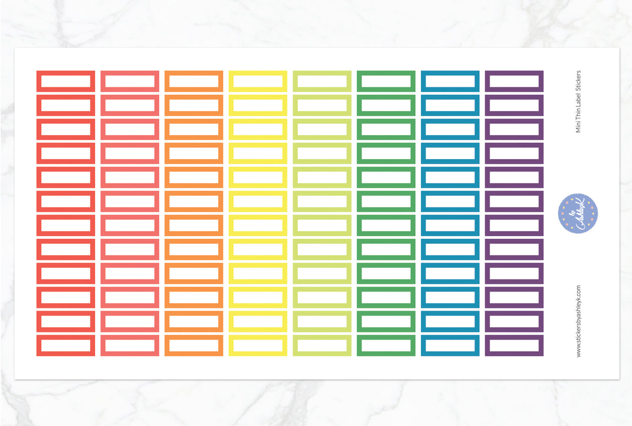 Mini Thin Label Stickers - Pastel Rainbow