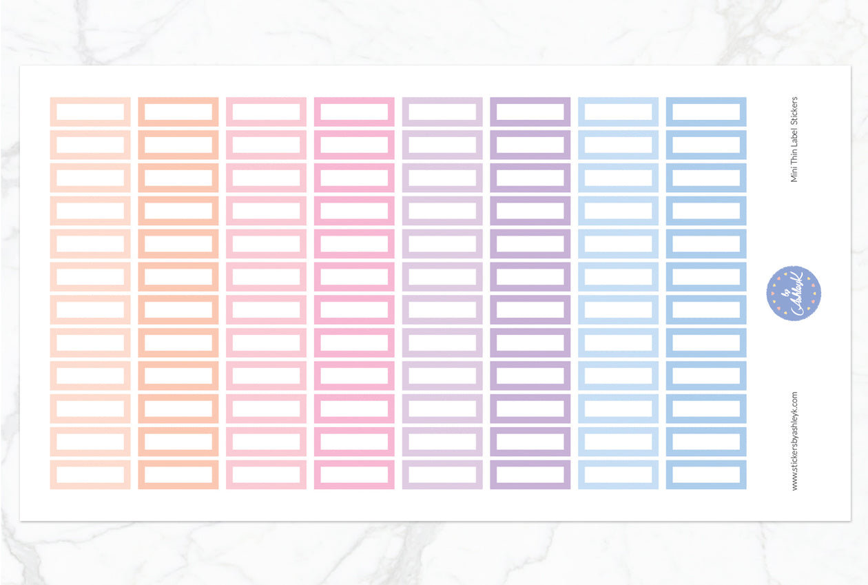 Mini Thin Label Stickers - Pastel Sunset