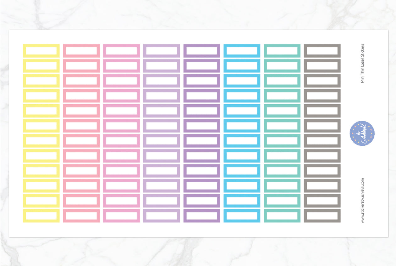 Mini Thin Label Stickers - Pastel