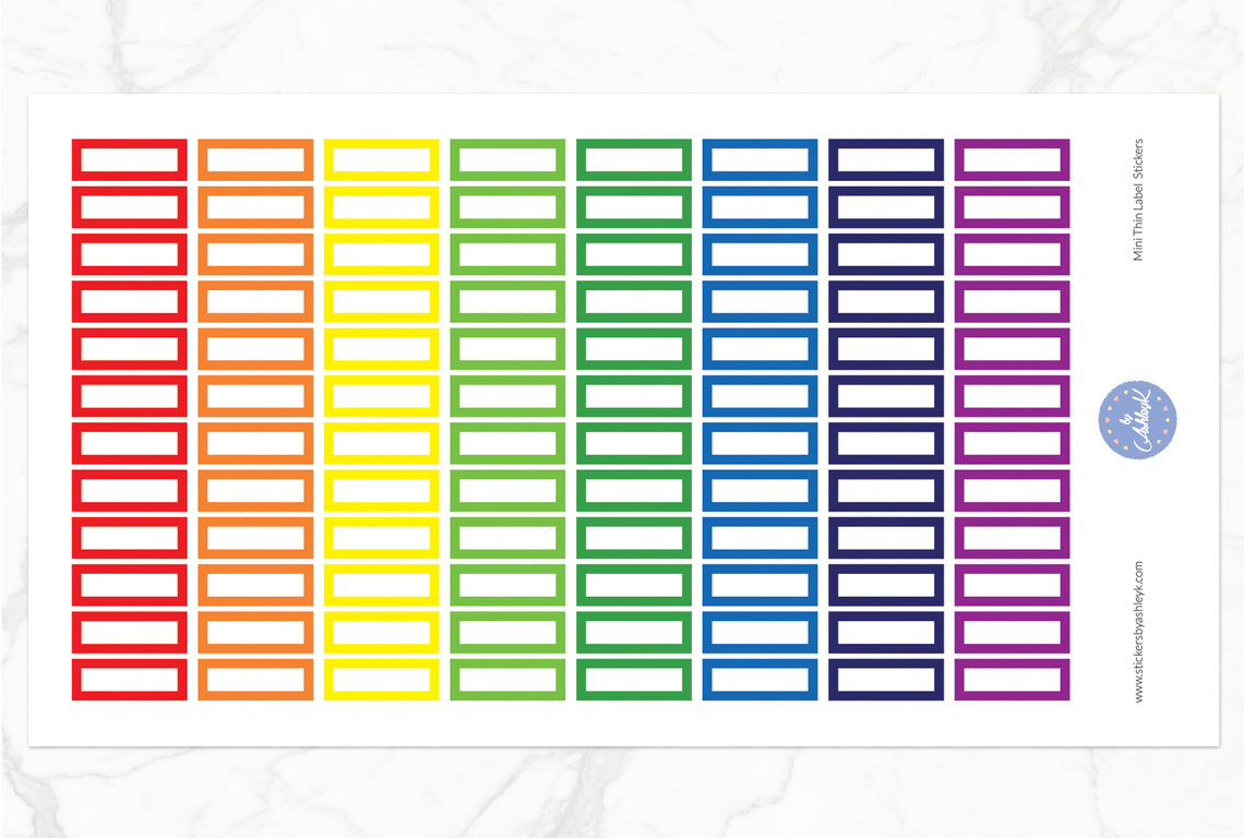 Mini Thin Label Stickers - Rainbow