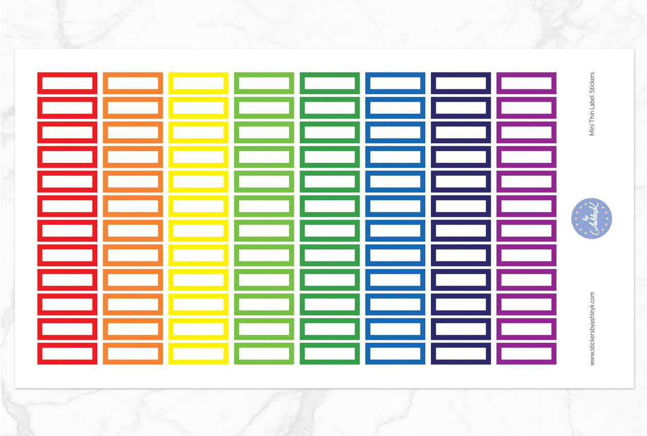 Mini Thin Label Stickers - Rainbow