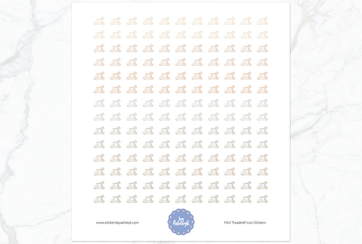 Mini Treadmill Icon Planner Stickers - Beige Neutral