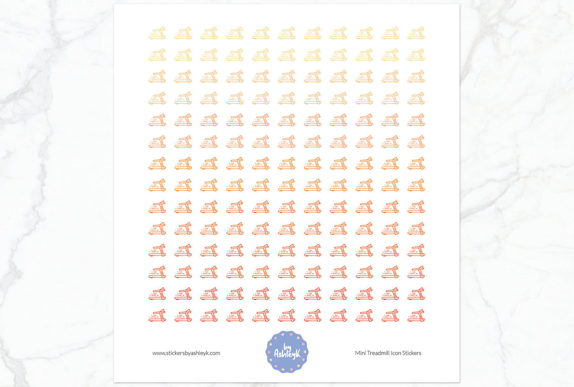 Mini Treadmill Icon Planner Stickers - Orange