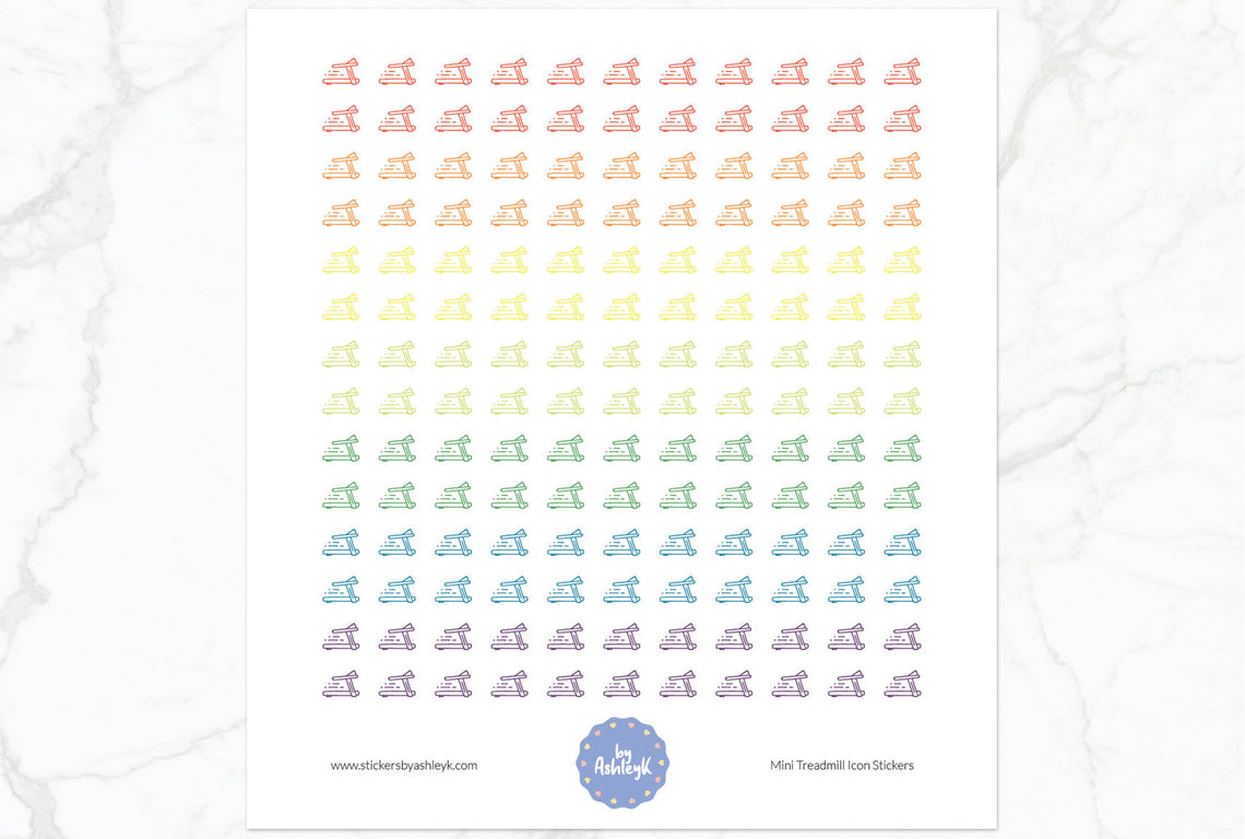 Mini Treadmill Icon Planner Stickers - Pastel Rainbow