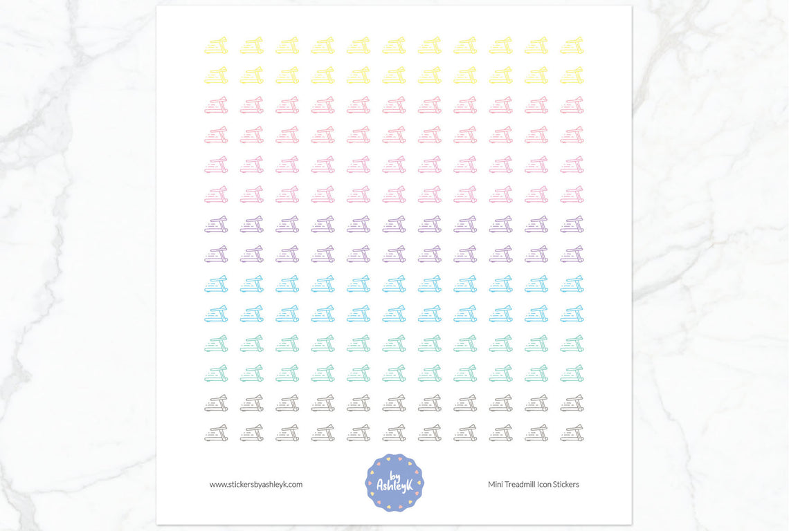 Mini Treadmill Icon Planner Stickers - Pastel