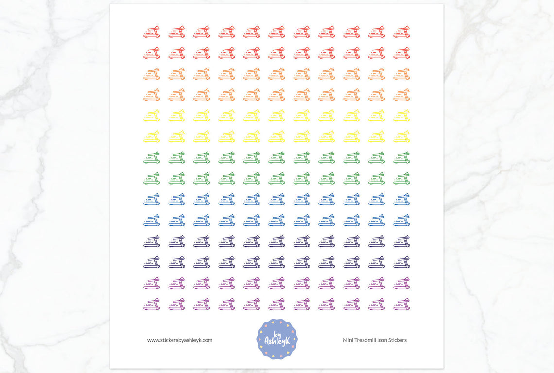 Mini Treadmill Icon Planner Stickers - Rainbow