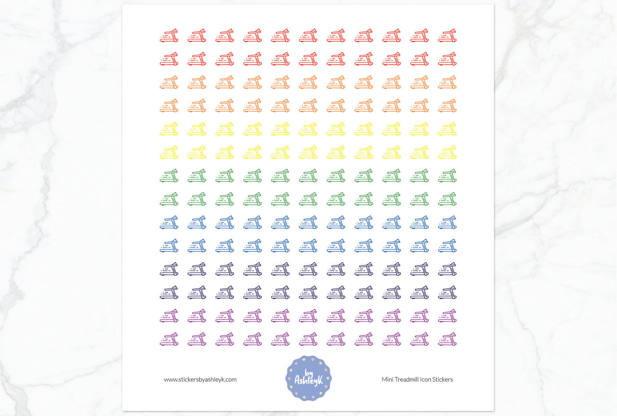 Mini Treadmill Icon Planner Stickers - Rainbow