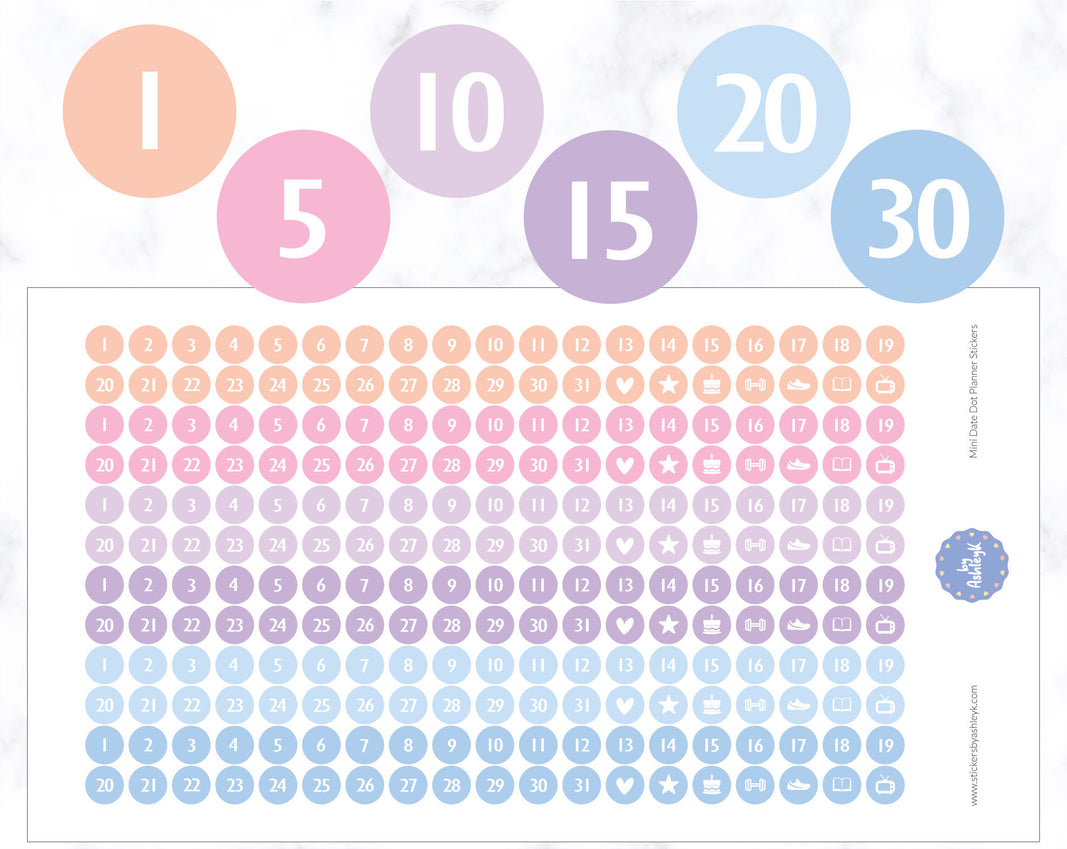 Mini Date Dot Planner Stickers