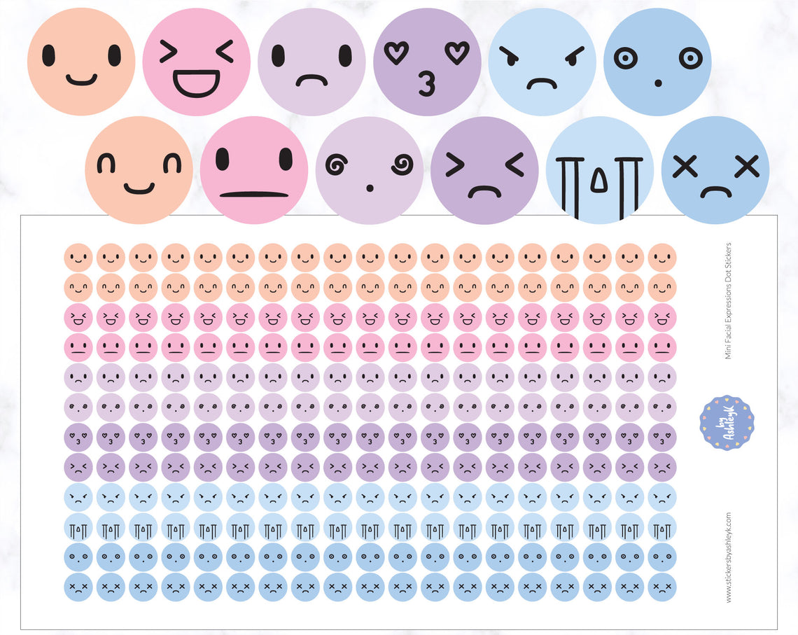 Mini Facial Expressions Dot Planner Stickers