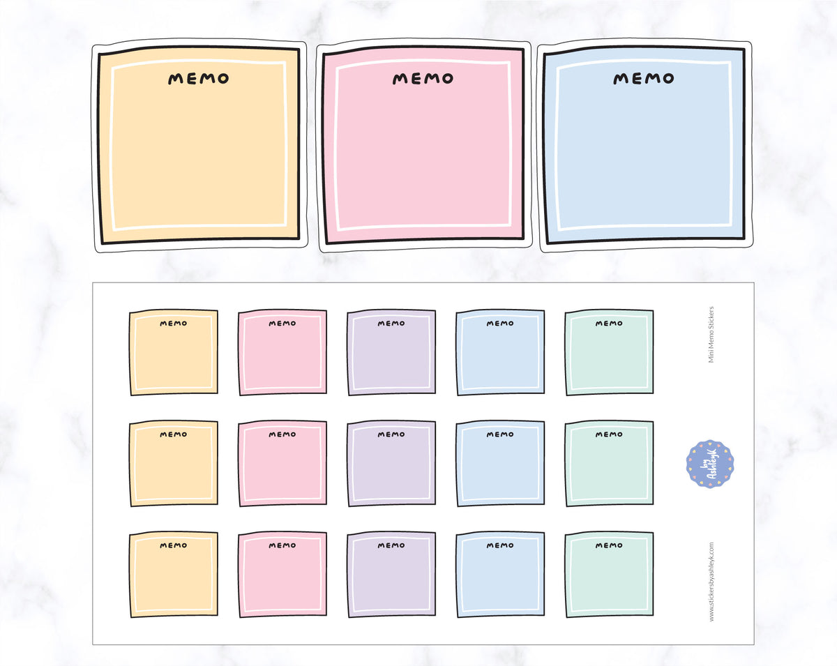 Memo Subject Sticker Mini Memo Stickers – Stickers by AshleyK