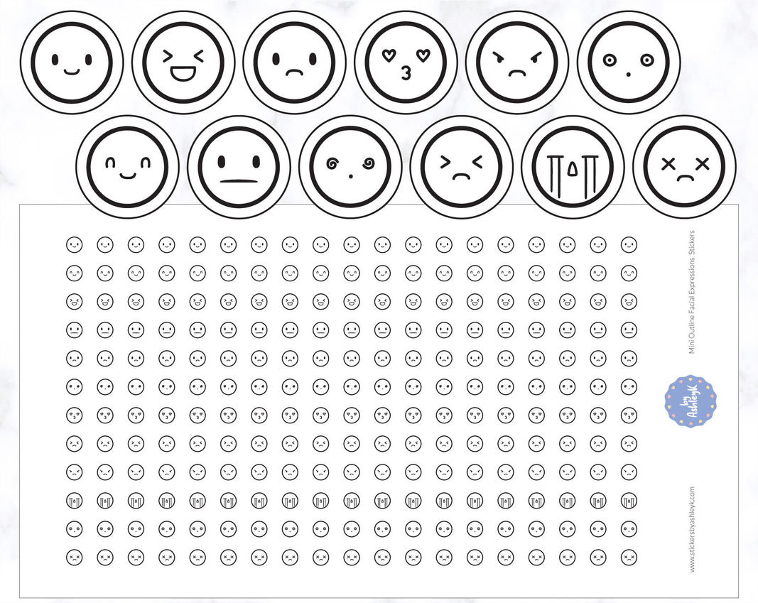 Mini Outline Facial Expressions Stickers