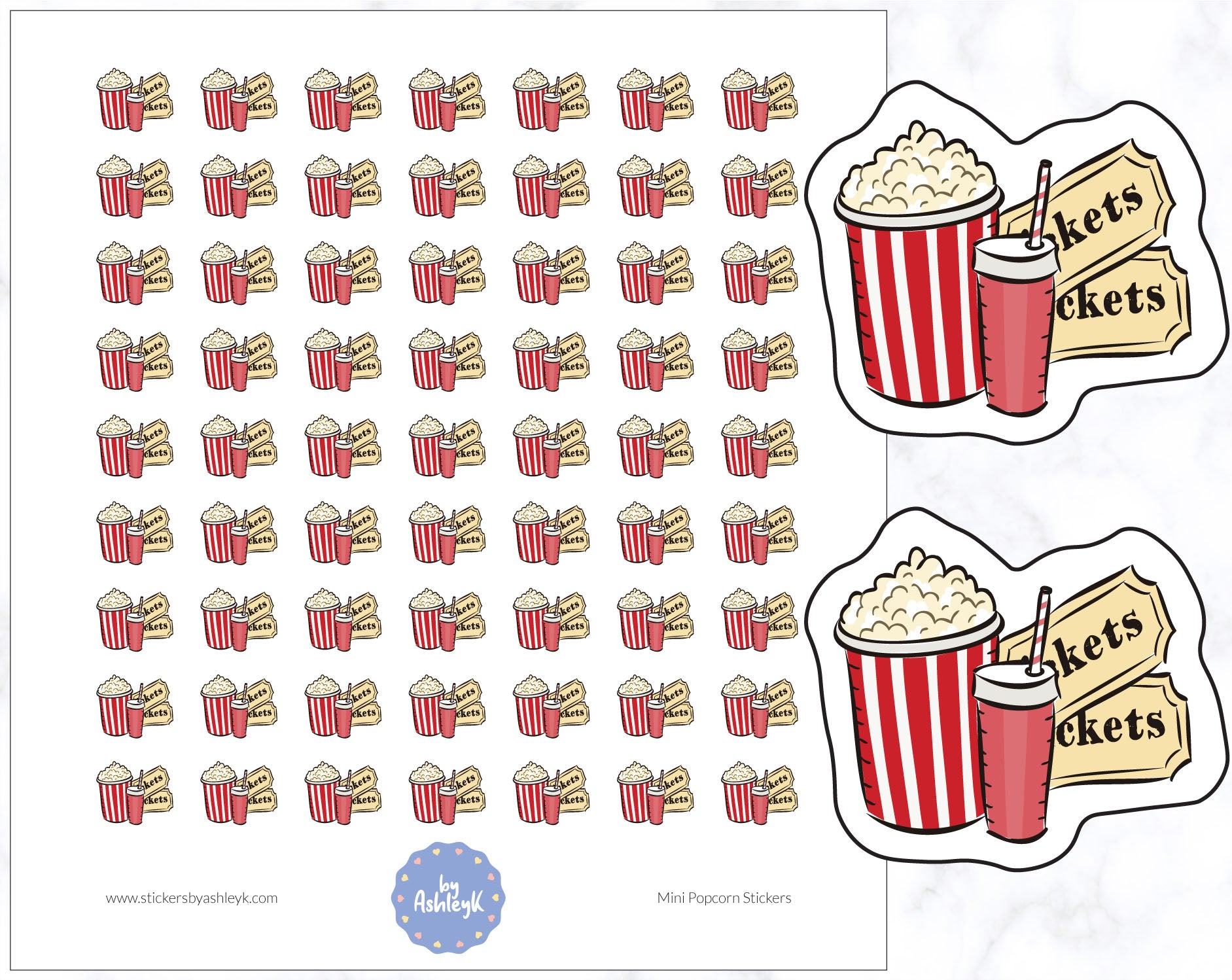 Popcorn Sticker Samples Mini Popcorn Stickers – Stickers by AshleyK