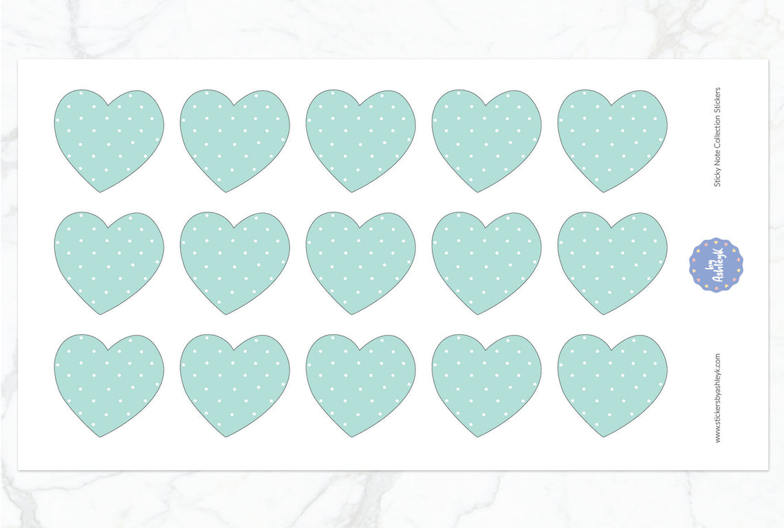 Mint Heart Sticky Notes Stickers