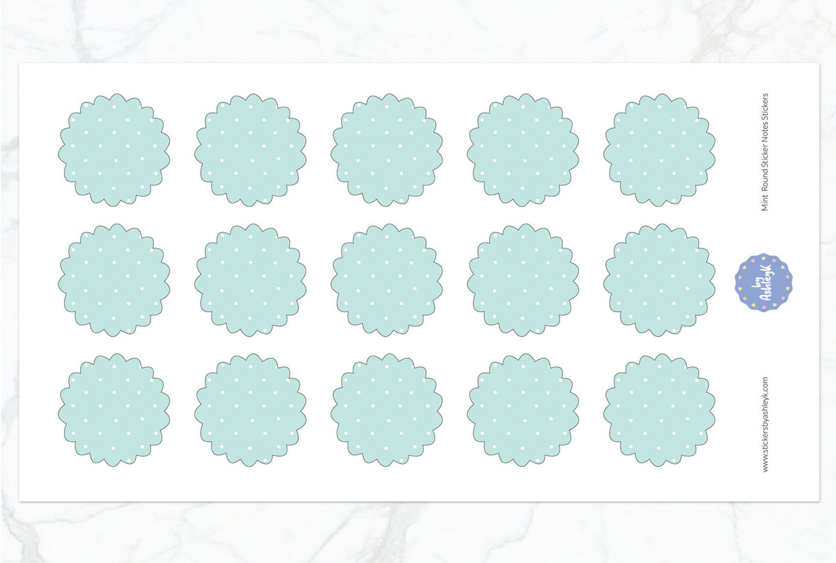 Mint Round Sticky Notes Stickers – Stickers by AshleyK