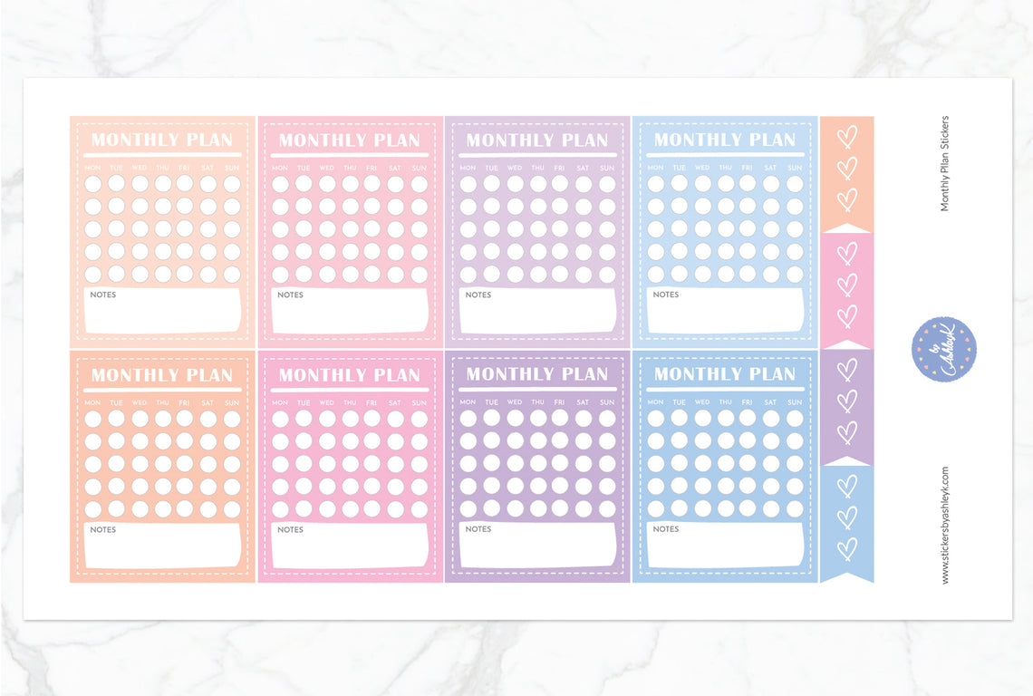 Monthly Plan Stickers - Pastel Sunset